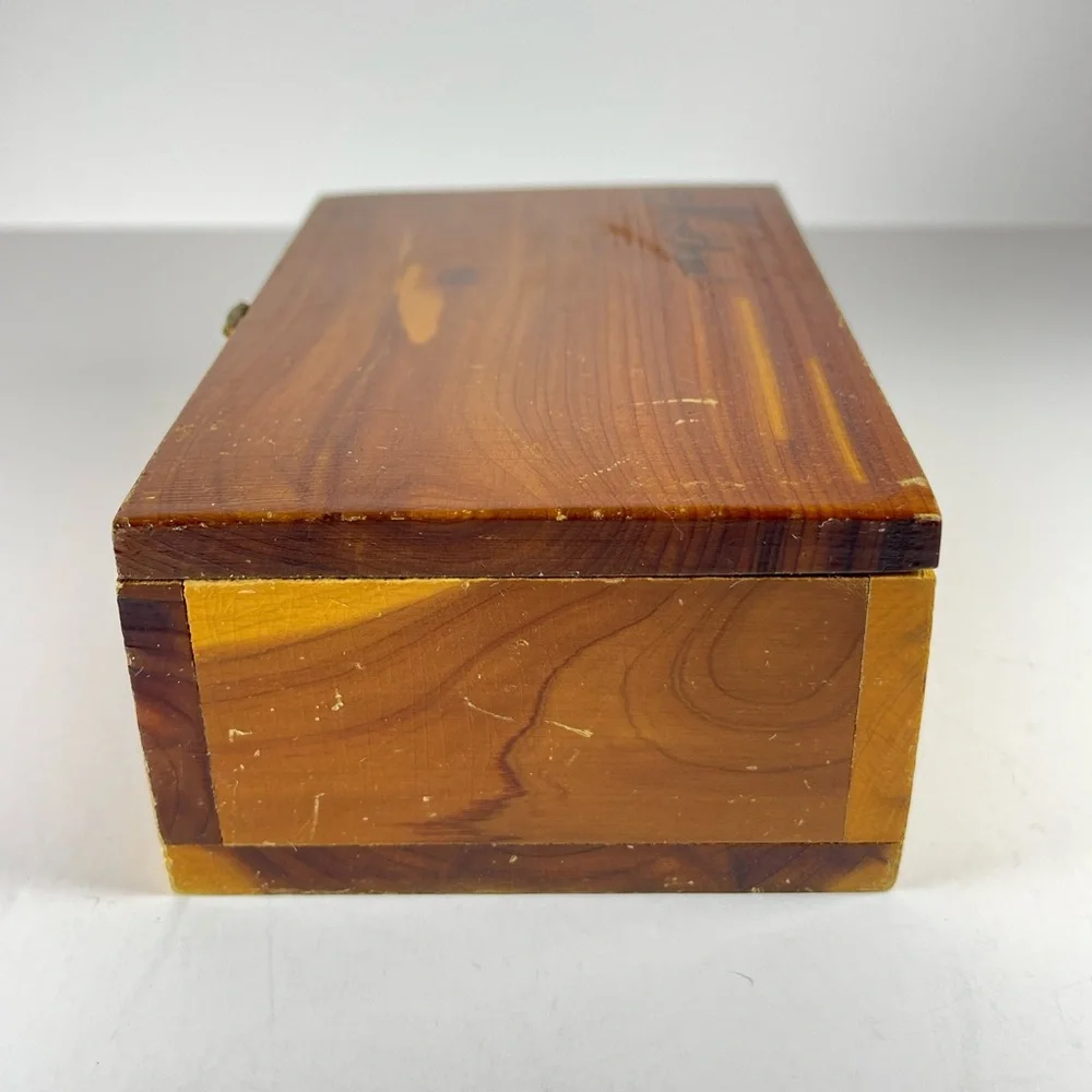 Vintage wooden cedar “Mother” jewelry box